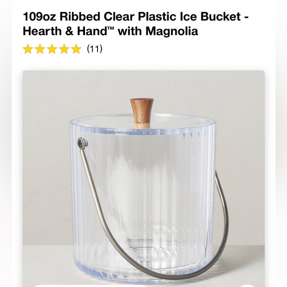 NWT HEARTH & HAND 109oz Ribbed Clear Plastic Ice Bucket - Picture 4 of 5